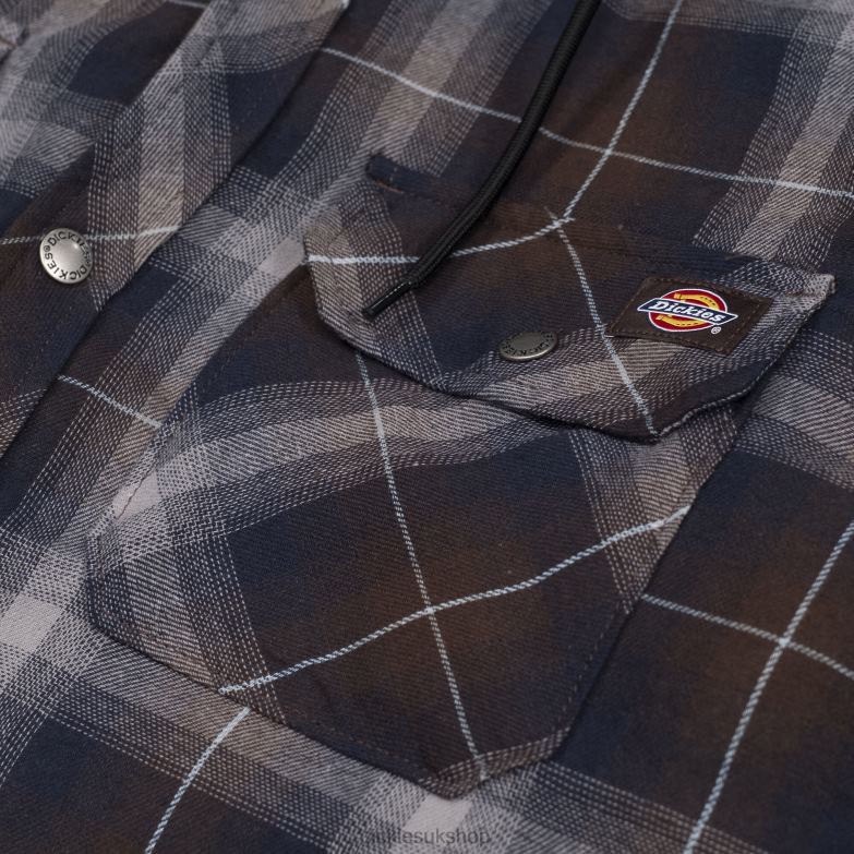 Flannel Shirt Jacket with DWR Men Dickies Ink Navy/Chocolate Brown Plaid (B1Y) 88T841059 Apparel