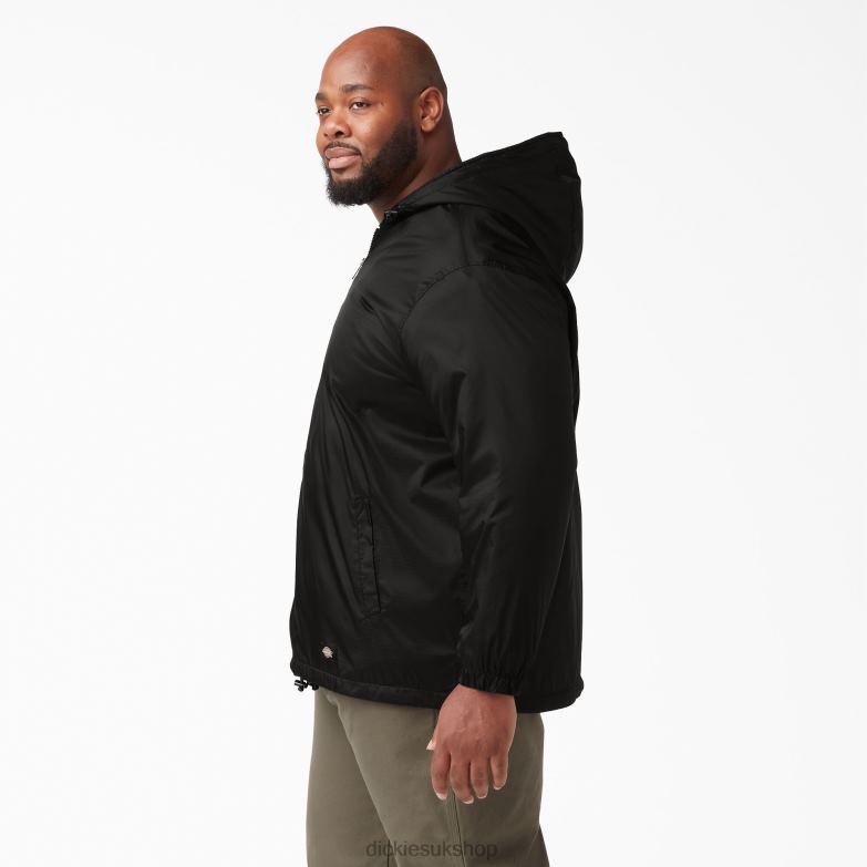 Fleece Lined Nylon Hooded Jacket Men Dickies Black (BK) 88T841046 Apparel