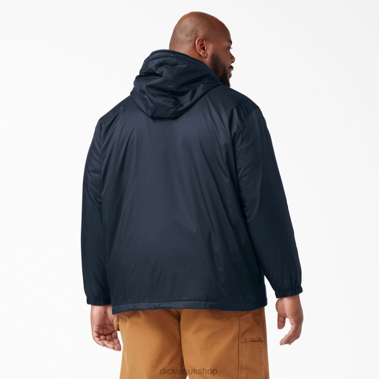 Fleece Lined Nylon Hooded Jacket Men Dickies Dark Navy (DN) 88T841047 Apparel