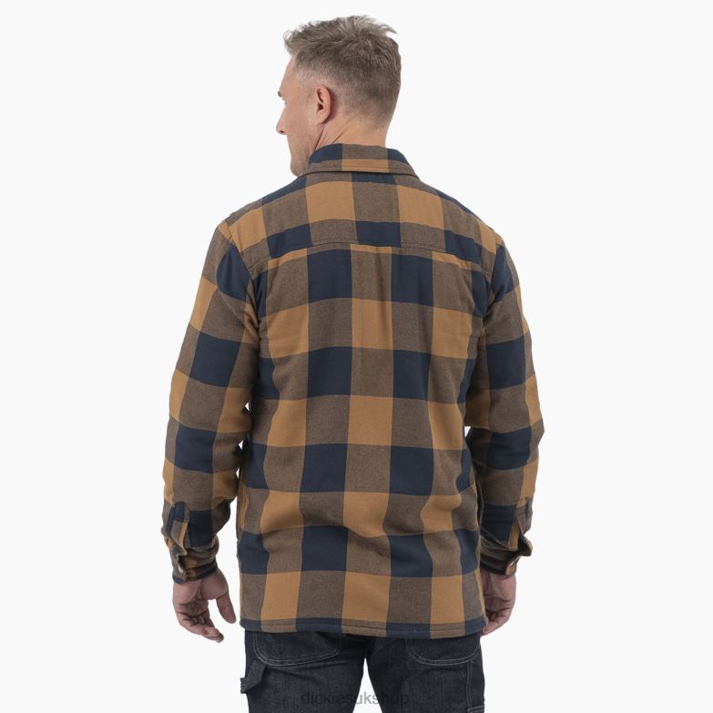 High Pile Fleece Lined Flannel Shirt Jacket Men Dickies Brown Duck/Navy Buffalo Plaid (B1M) 88T841077 Apparel