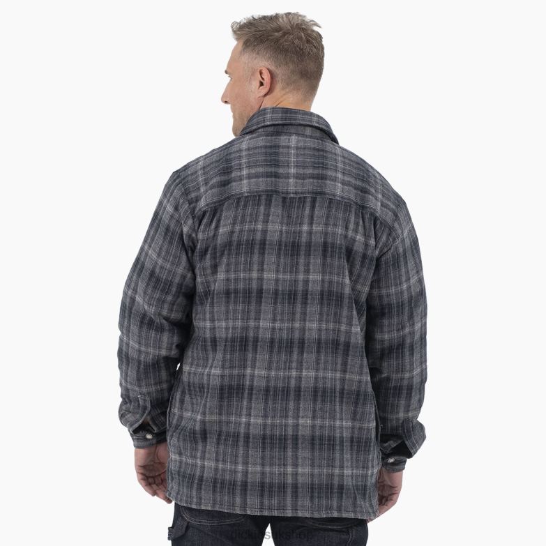 High Pile Fleece Lined Flannel Shirt Jacket Men Dickies Charcoal/Black Ombre Plaid (A1T) 88T841076 Apparel