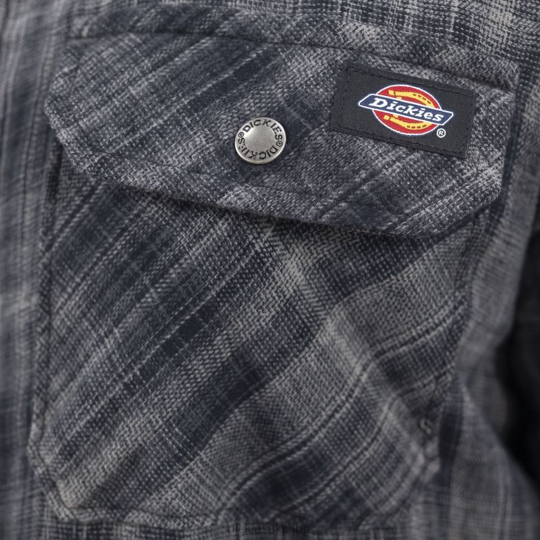 High Pile Fleece Lined Flannel Shirt Jacket Men Dickies Charcoal/Black Ombre Plaid (A1T) 88T841076 Apparel