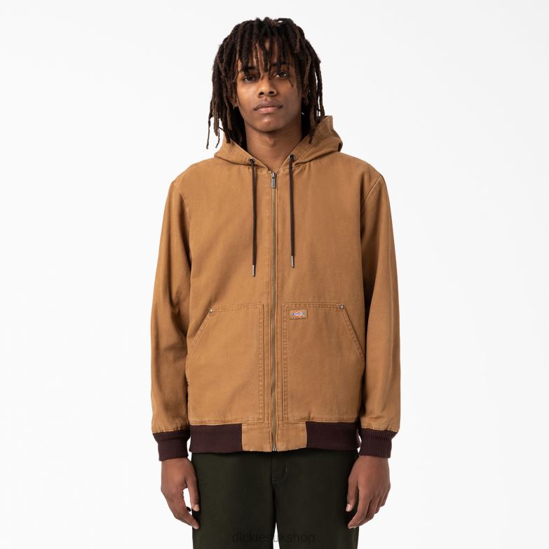 Hooded Bomber Jacket Men Dickies Stonewashed Brown Duck (SBD) 88T841162 Apparel
