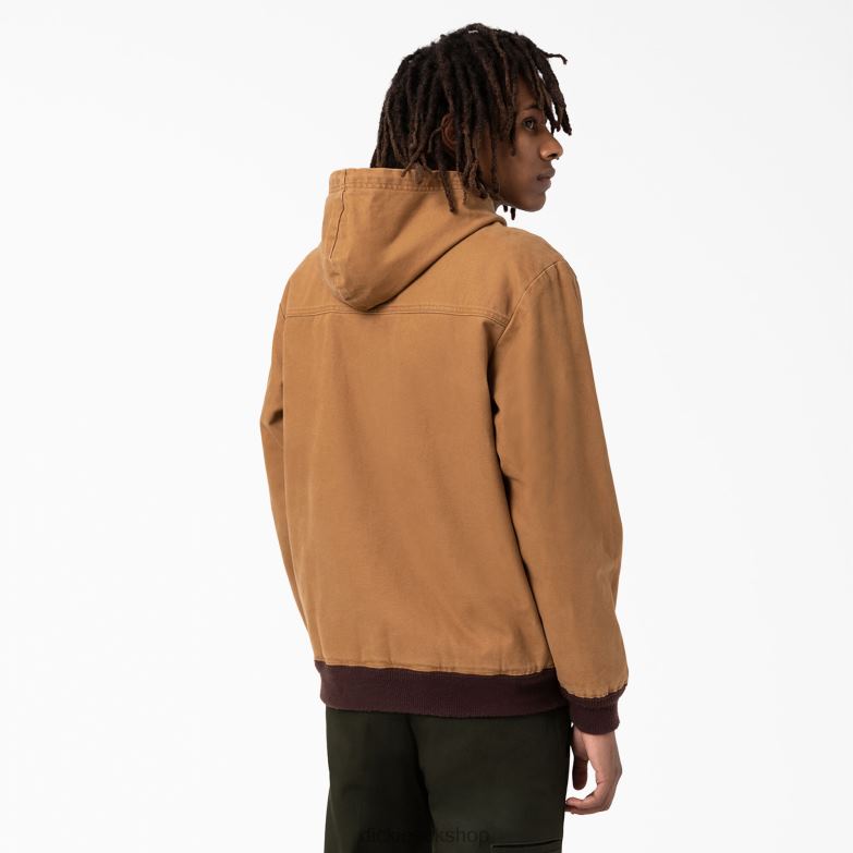 Hooded Bomber Jacket Men Dickies Stonewashed Brown Duck (SBD) 88T841162 Apparel