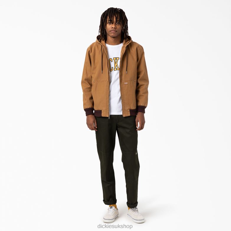 Hooded Bomber Jacket Men Dickies Stonewashed Brown Duck (SBD) 88T841162 Apparel