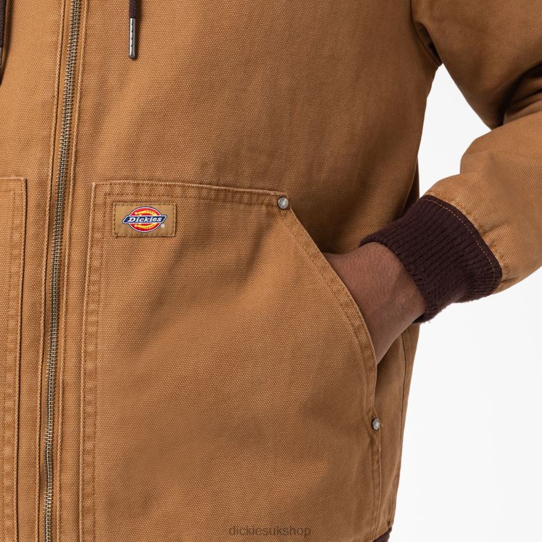 Hooded Bomber Jacket Men Dickies Stonewashed Brown Duck (SBD) 88T841162 Apparel