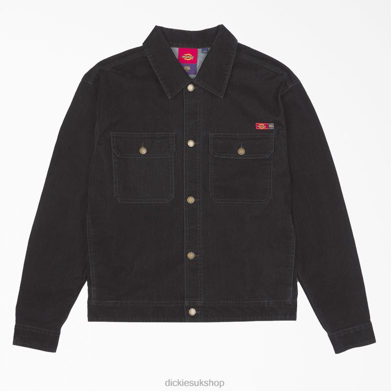 Opening Ceremony Flock Denim Utility Jacket Men Dickies Black (BKX) 88T841064 Apparel