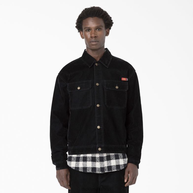 Opening Ceremony Flock Denim Utility Jacket Men Dickies Black (BKX) 88T841064 Apparel