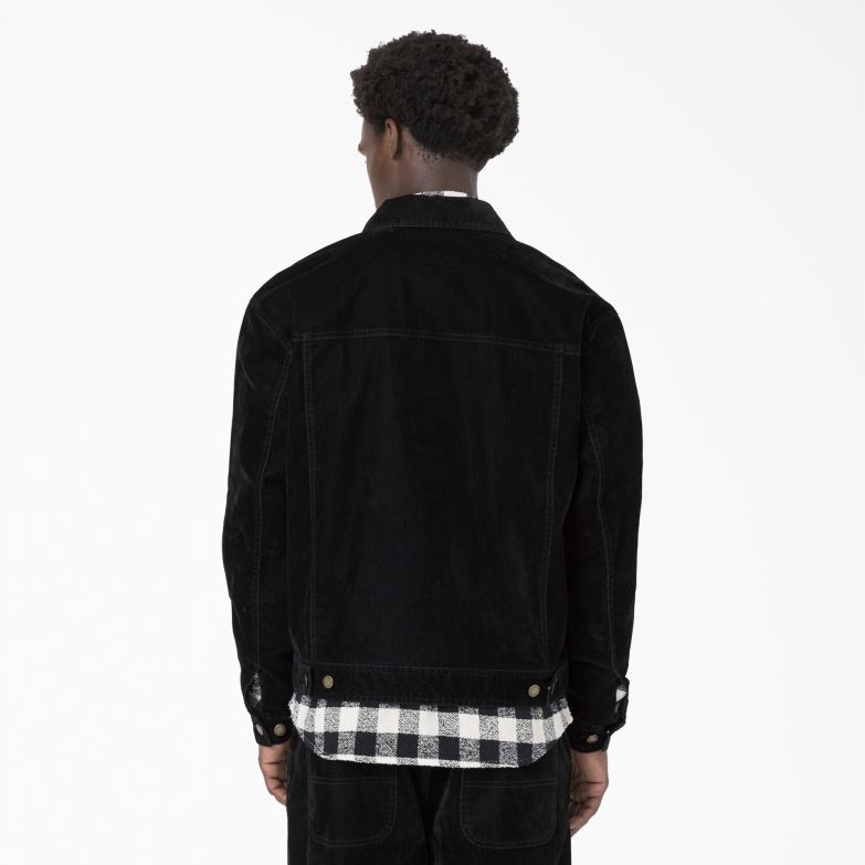 Opening Ceremony Flock Denim Utility Jacket Men Dickies Black (BKX) 88T841064 Apparel