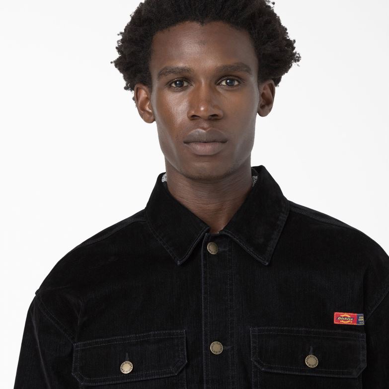 Opening Ceremony Flock Denim Utility Jacket Men Dickies Black (BKX) 88T841064 Apparel