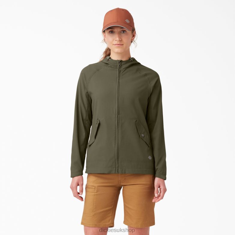 Performance Hooded Jacket Women Dickies Military Green (ML) 88T842381 Apparel