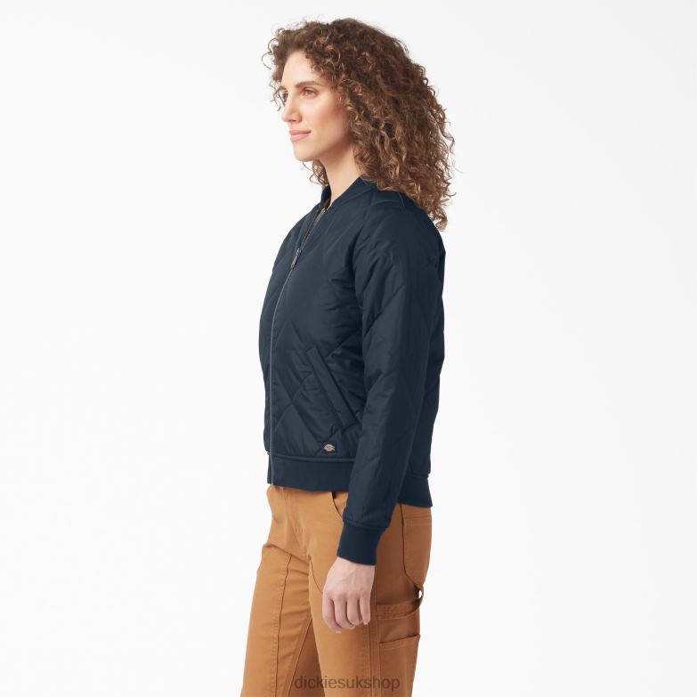Quilted Bomber Jacket Women Dickies Dark Navy (DN) 88T842280 Apparel