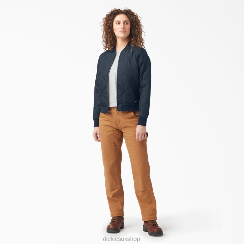 Quilted Bomber Jacket Women Dickies Dark Navy (DN) 88T842280 Apparel