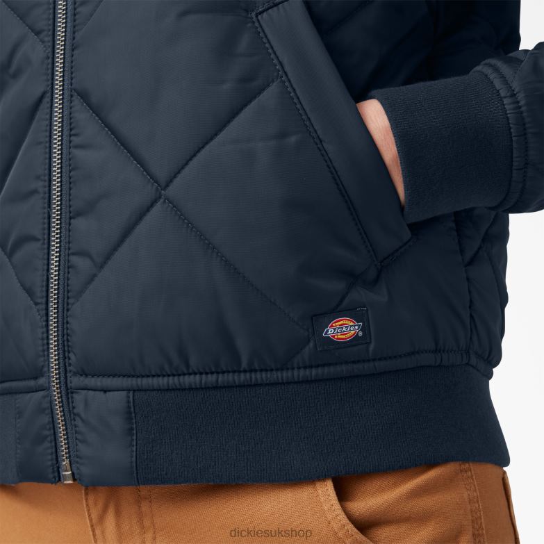Quilted Bomber Jacket Women Dickies Dark Navy (DN) 88T842280 Apparel
