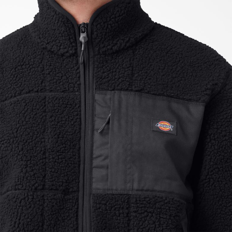 Red Chute Fleece Jacket Men Dickies Black (BKX) 88T841080 Apparel