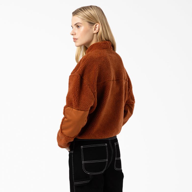 Red Chute Fleece Jacket Women Dickies Gingerbread Brown (IE) 88T842315 Apparel