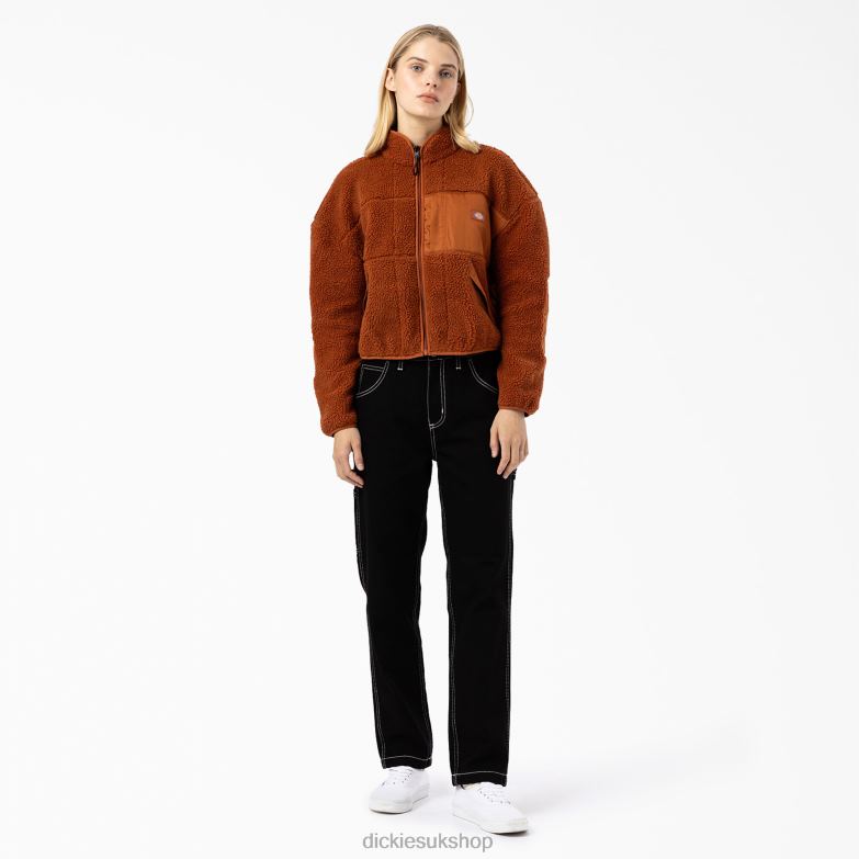 Red Chute Fleece Jacket Women Dickies Gingerbread Brown (IE) 88T842315 Apparel