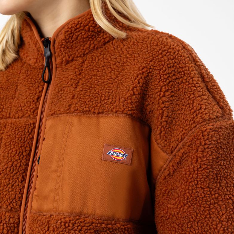 Red Chute Fleece Jacket Women Dickies Gingerbread Brown (IE) 88T842315 Apparel