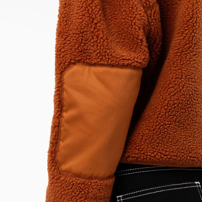 Red Chute Fleece Jacket Women Dickies Gingerbread Brown (IE) 88T842315 Apparel