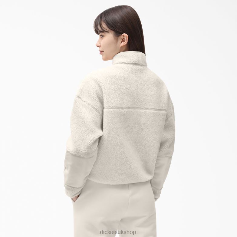 Red Chute Fleece Jacket Women Dickies White (WH) 88T842316 Apparel