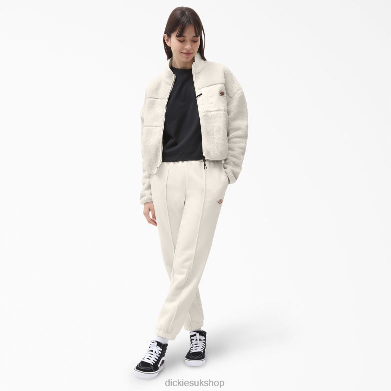 Red Chute Fleece Jacket Women Dickies White (WH) 88T842316 Apparel