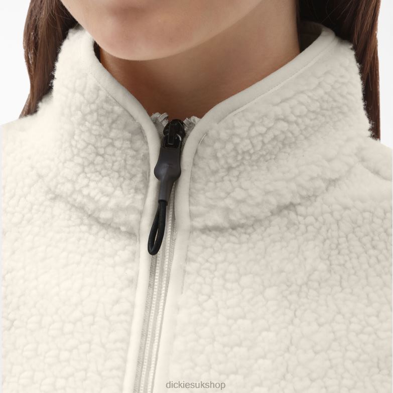 Red Chute Fleece Jacket Women Dickies White (WH) 88T842316 Apparel