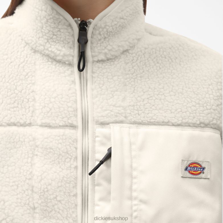 Red Chute Fleece Jacket Women Dickies White (WH) 88T842316 Apparel