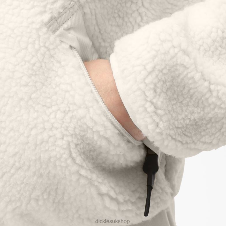 Red Chute Fleece Jacket Women Dickies White (WH) 88T842316 Apparel