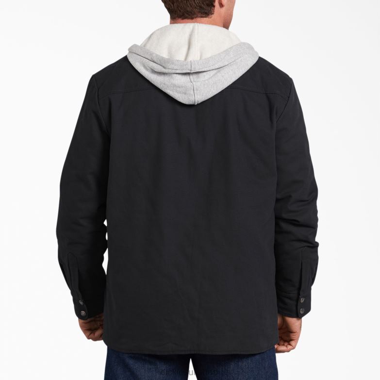 Relaxed Fit Icon Hooded Duck Quilted Shirt Jacket Men Dickies Black (BK) 88T841051 Apparel