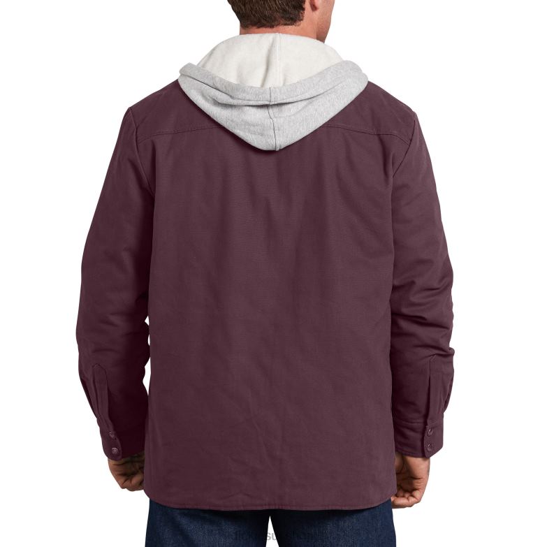 Relaxed Fit Icon Hooded Duck Quilted Shirt Jacket Men Dickies Maroon (MR) 88T841053 Apparel