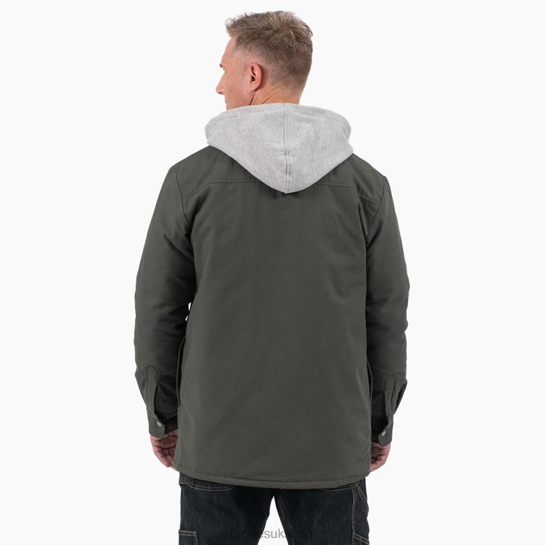 Relaxed Fit Icon Hooded Duck Quilted Shirt Jacket Men Dickies Olive Green (OG) 88T841054 Apparel
