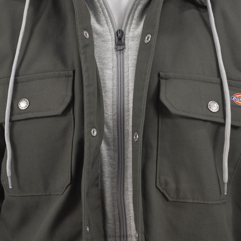 Relaxed Fit Icon Hooded Duck Quilted Shirt Jacket Men Dickies Olive Green (OG) 88T841054 Apparel