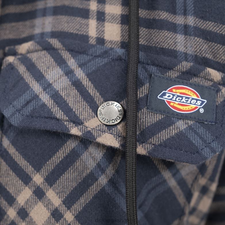 Relaxed Fit Icon Hooded Quilted Flannel Shirt Jacket Men Dickies Dark Navy/Mushroom Plaid (DPM) 88T841004 Apparel