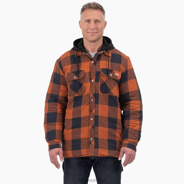 Relaxed Fit Icon Hooded Quilted Flannel Shirt Jacket Men Dickies Gingerbread Buffalo Plaid (GPB) 88T841005 Apparel