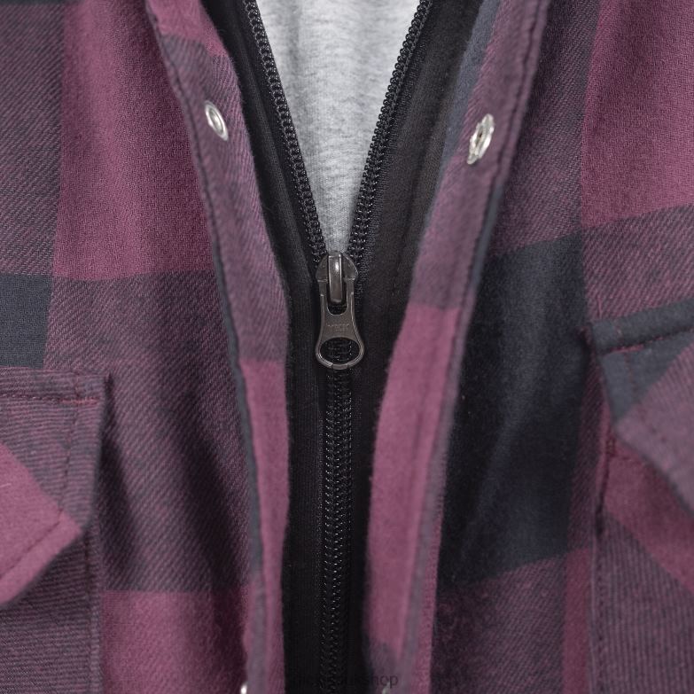 Relaxed Fit Icon Hooded Quilted Flannel Shirt Jacket Men Dickies Grape Wine Buffalo Plaid (GPN) 88T841006 Apparel