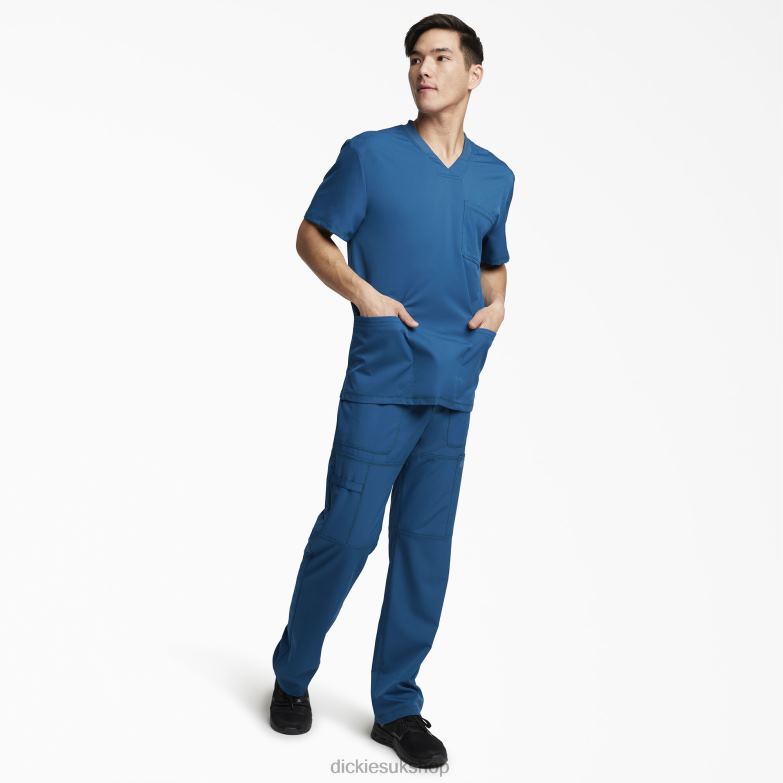 Dynamix V-Neck Scrub Top Men Dickies Caribbean Blue (CRB) 88T841353 Apparel