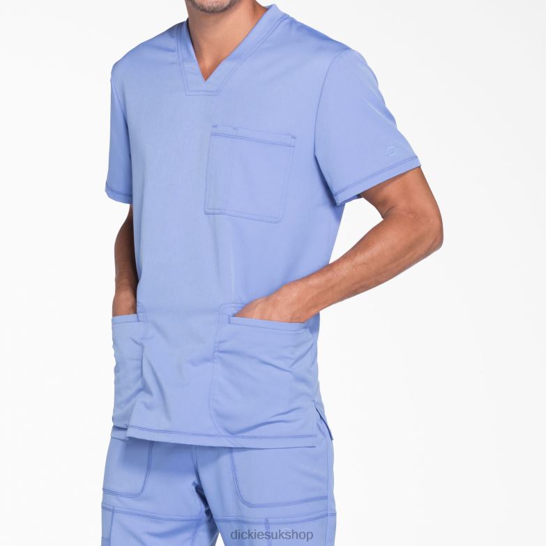 Dynamix V-Neck Scrub Top Men Dickies Ceil Blue (CBL) 88T841352 Apparel
