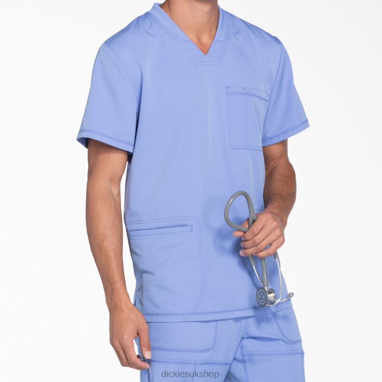 Dynamix V-Neck Scrub Top Men Dickies Ceil Blue (CBL) 88T841352 Apparel