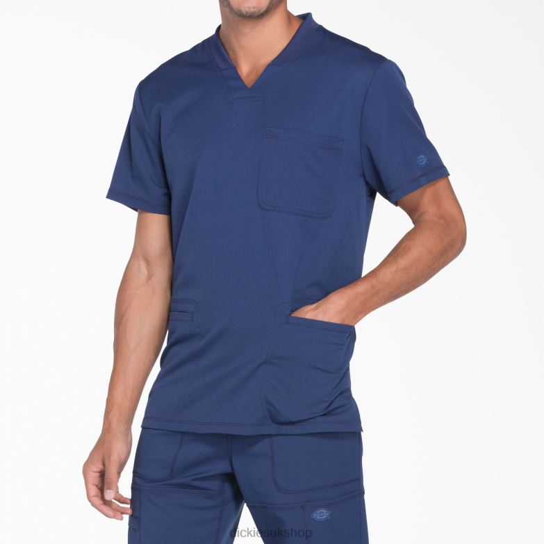 Dynamix V-Neck Scrub Top Men Dickies Navy Blue (NVY) 88T841355 Apparel