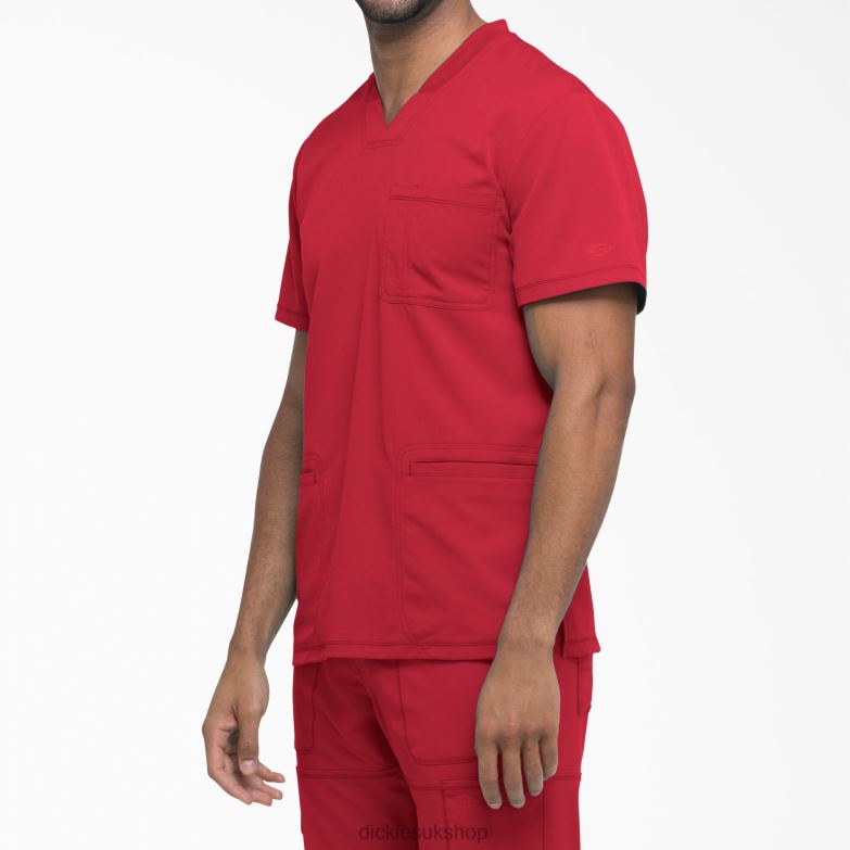 Dynamix V-Neck Scrub Top Men Dickies Red (RD) 88T841358 Apparel