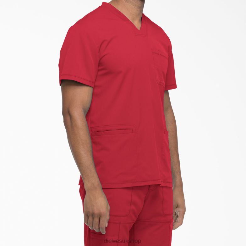 Dynamix V-Neck Scrub Top Men Dickies Red (RD) 88T841358 Apparel