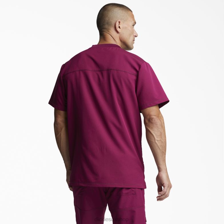 Dynamix V-Neck Scrub Top Men Dickies Wine (WIN) 88T841360 Apparel