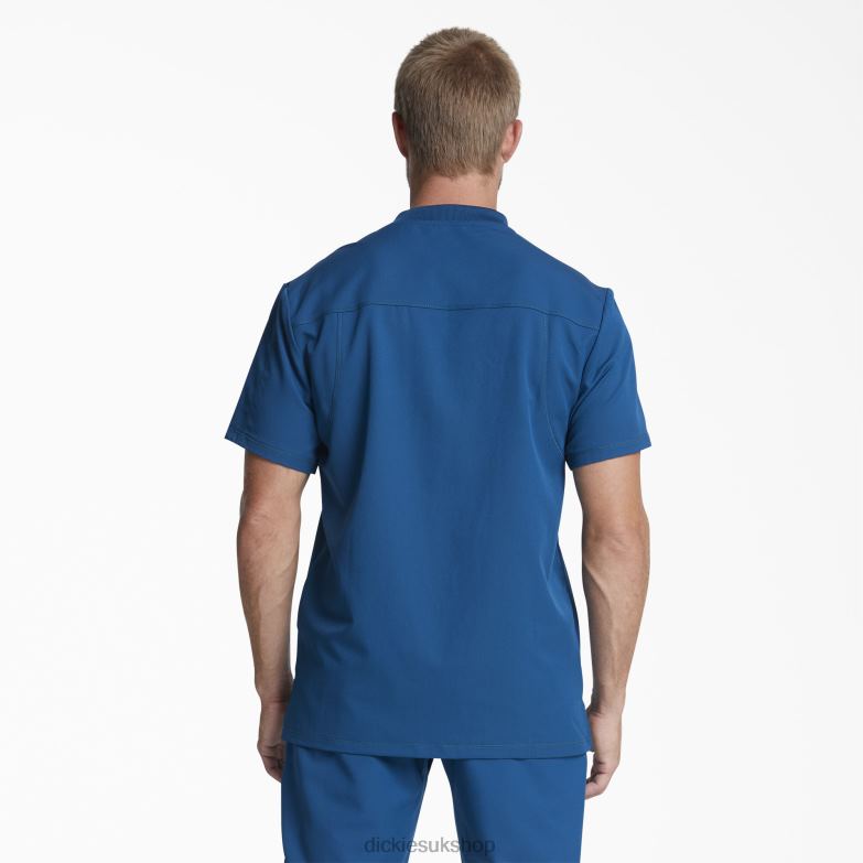 Dynamix V-Neck Scrub Top with Zipper Pocket Men Dickies Caribbean Blue (CRB) 88T841248 Apparel