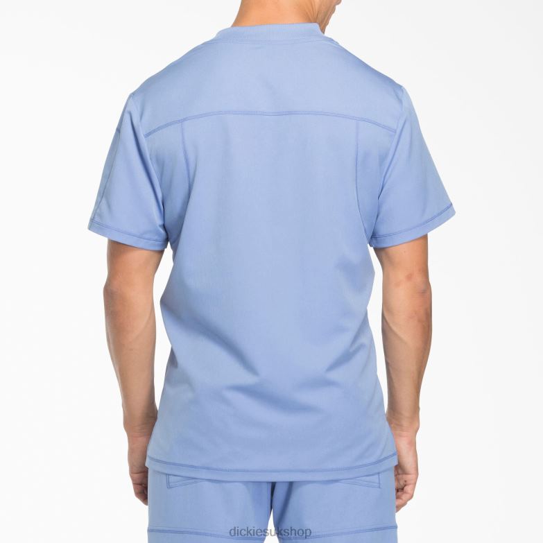 Dynamix V-Neck Scrub Top with Zipper Pocket Men Dickies Ceil Blue (CBL) 88T841247 Apparel