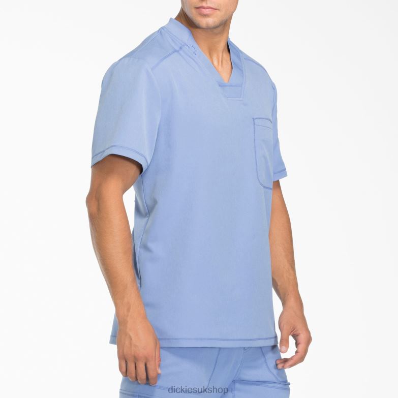 Dynamix V-Neck Scrub Top with Zipper Pocket Men Dickies Ceil Blue (CBL) 88T841247 Apparel