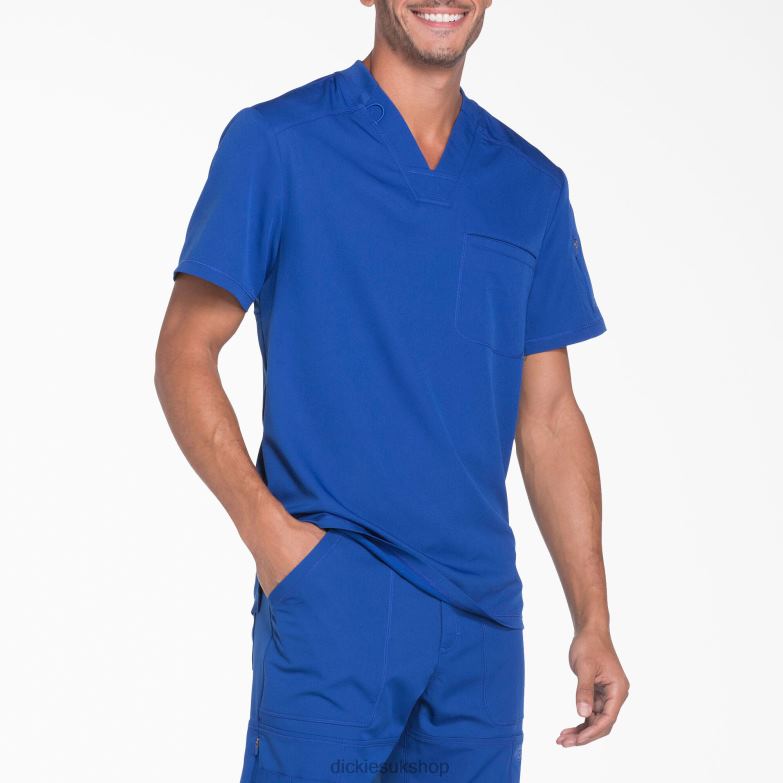 Dynamix V-Neck Scrub Top with Zipper Pocket Men Dickies Galaxy Blue (GBL) 88T841250 Apparel