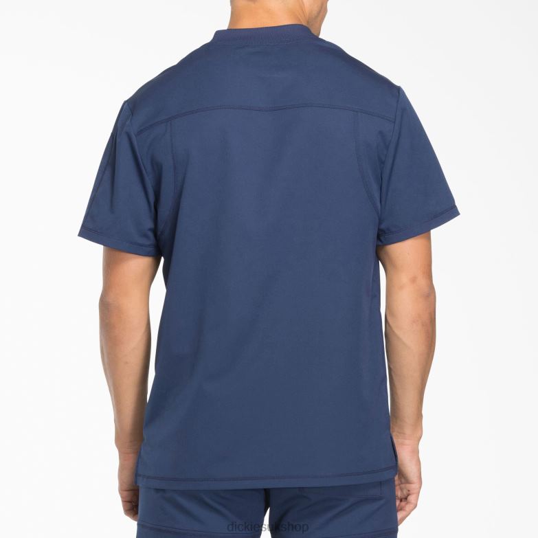 Dynamix V-Neck Scrub Top with Zipper Pocket Men Dickies Navy Blue (NVY) 88T841251 Apparel