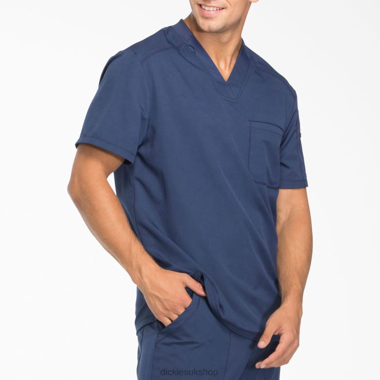 Dynamix V-Neck Scrub Top with Zipper Pocket Men Dickies Navy Blue (NVY) 88T841251 Apparel