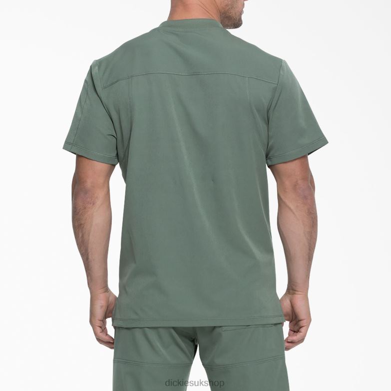 Dynamix V-Neck Scrub Top with Zipper Pocket Men Dickies Olive Green (OLI) 88T841252 Apparel