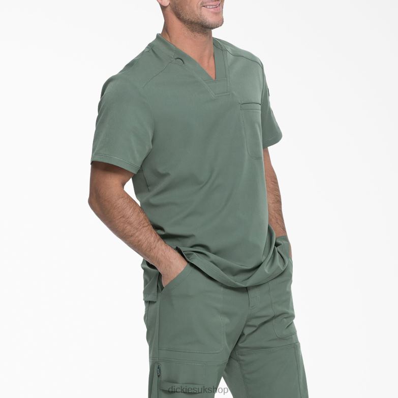 Dynamix V-Neck Scrub Top with Zipper Pocket Men Dickies Olive Green (OLI) 88T841252 Apparel
